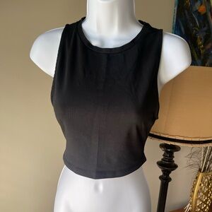 Zara Black Crop Tank Top with Crew Neckline